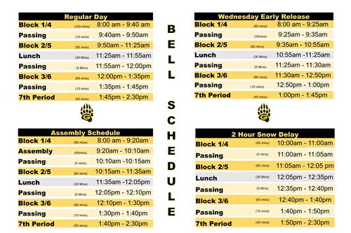 Bell Schedule for Galena High School
